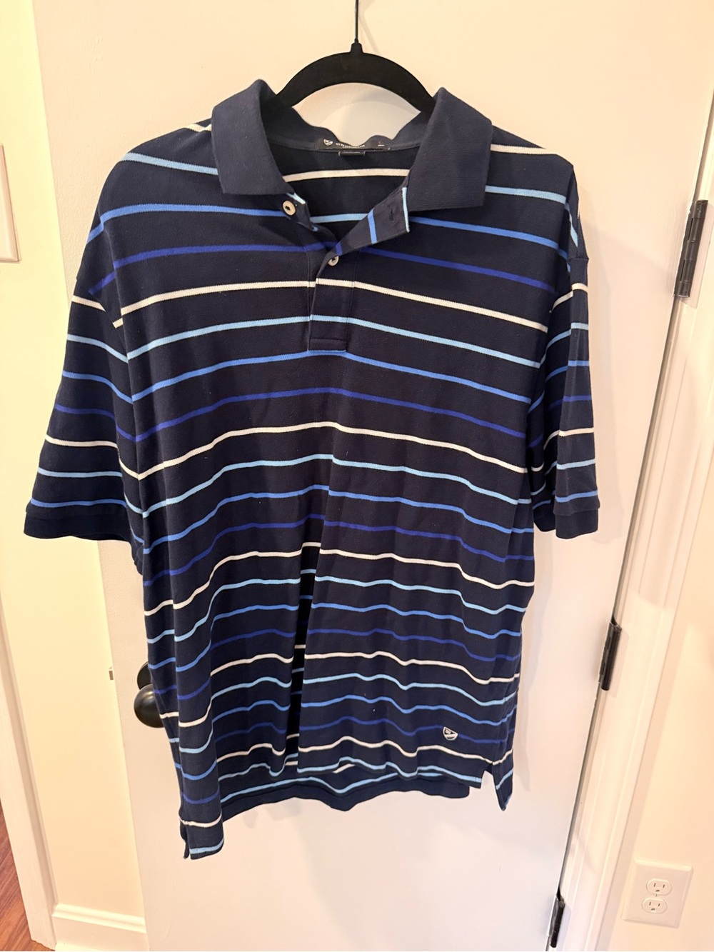 Daniel Cremieux Navy Polo with Light Blue & White Stripes